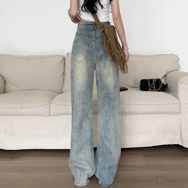 Vintage Retro Wide Leg High Waisted Jeans