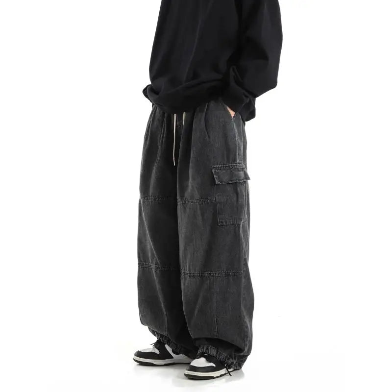 Jean cargo noir ample