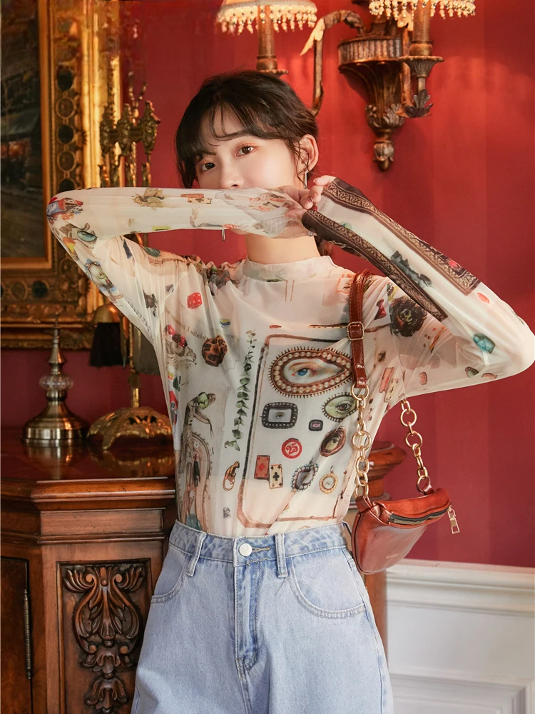 Haut en maille pour femme à motif mystique