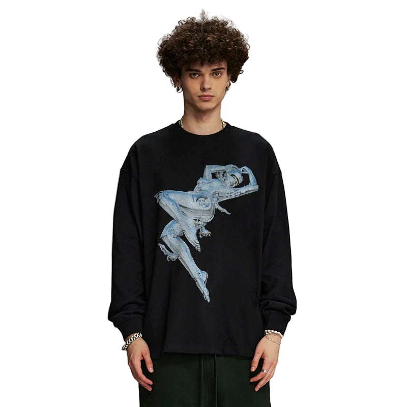 Sweatshirt mit tanzendem silbernen Roboter