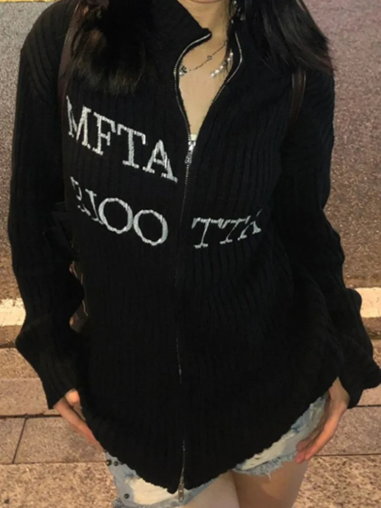 Vintage-Sweatshirt mit Buchstaben-Jacquardmuster
