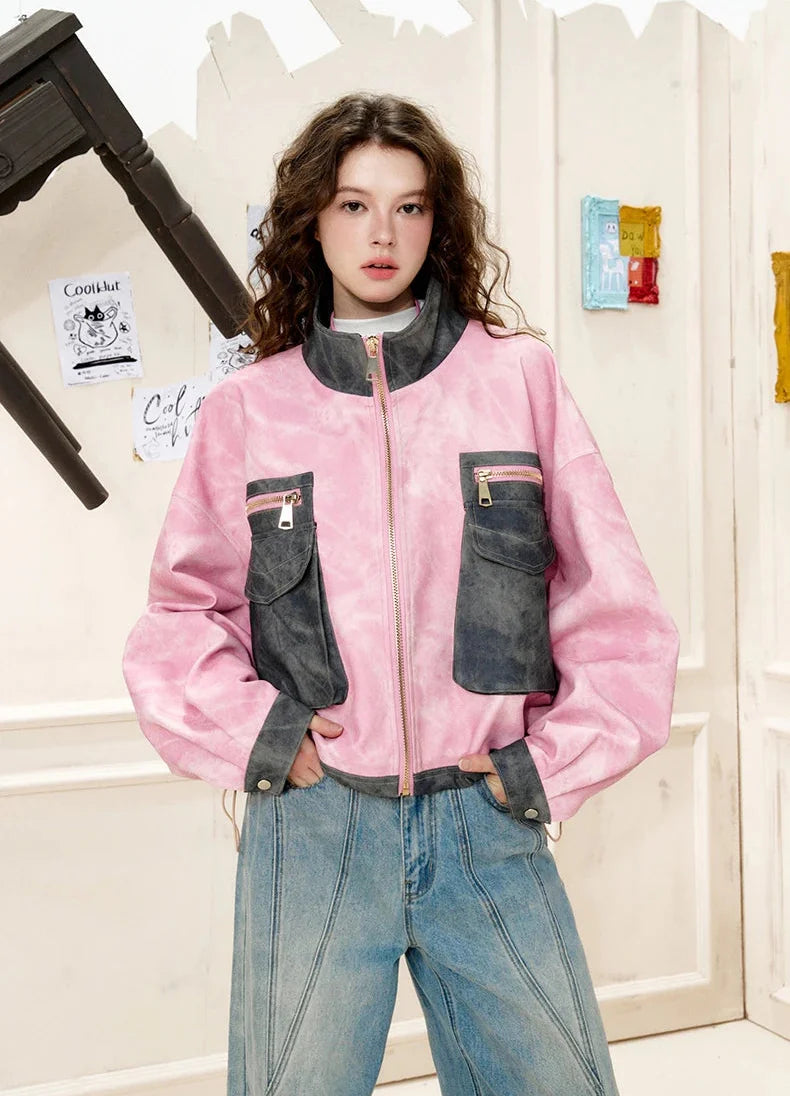 Elevated Hip Hop Denim Racing Jacket