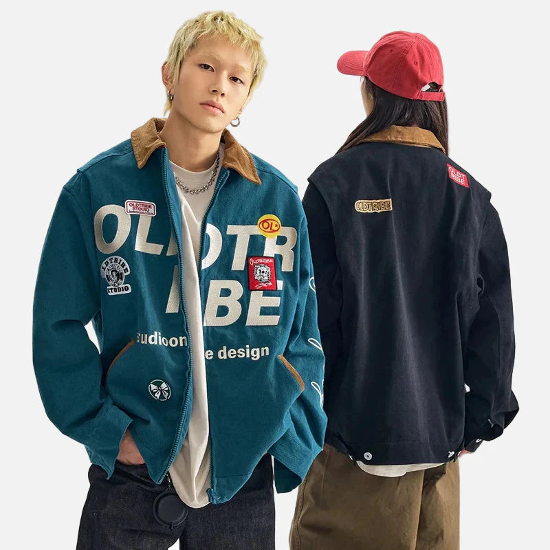 Veste cargo universitaire brodée, style streetwear printanier