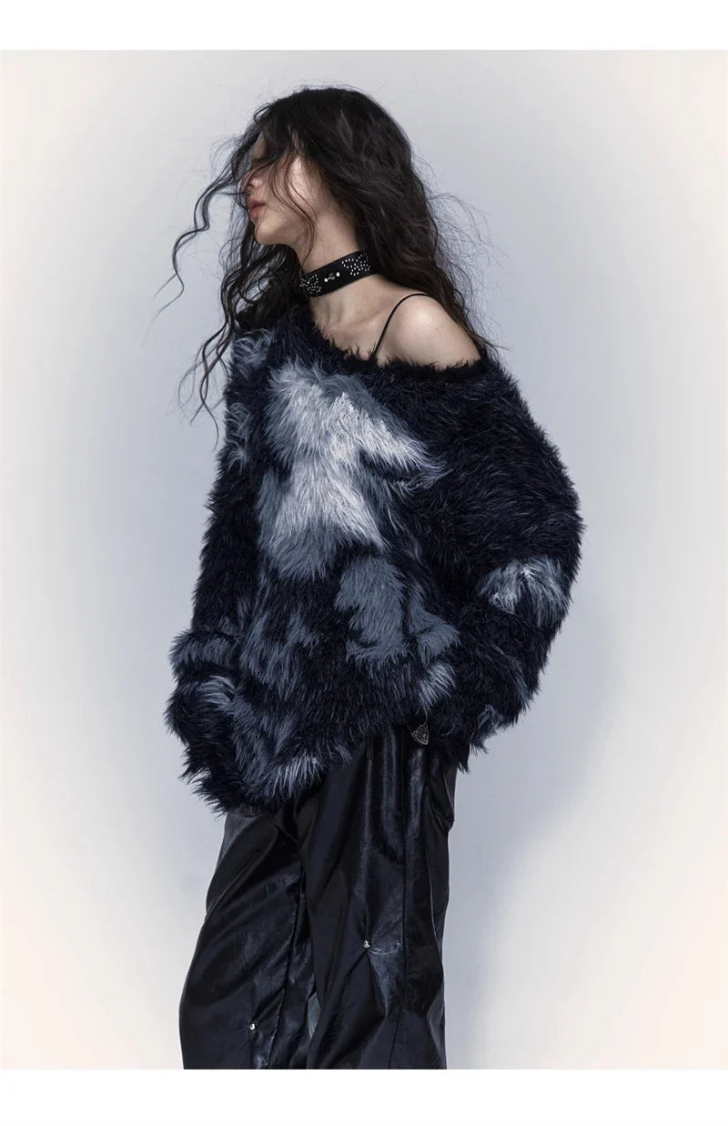 Strukturierter, gemusterter Gothic-Pullover