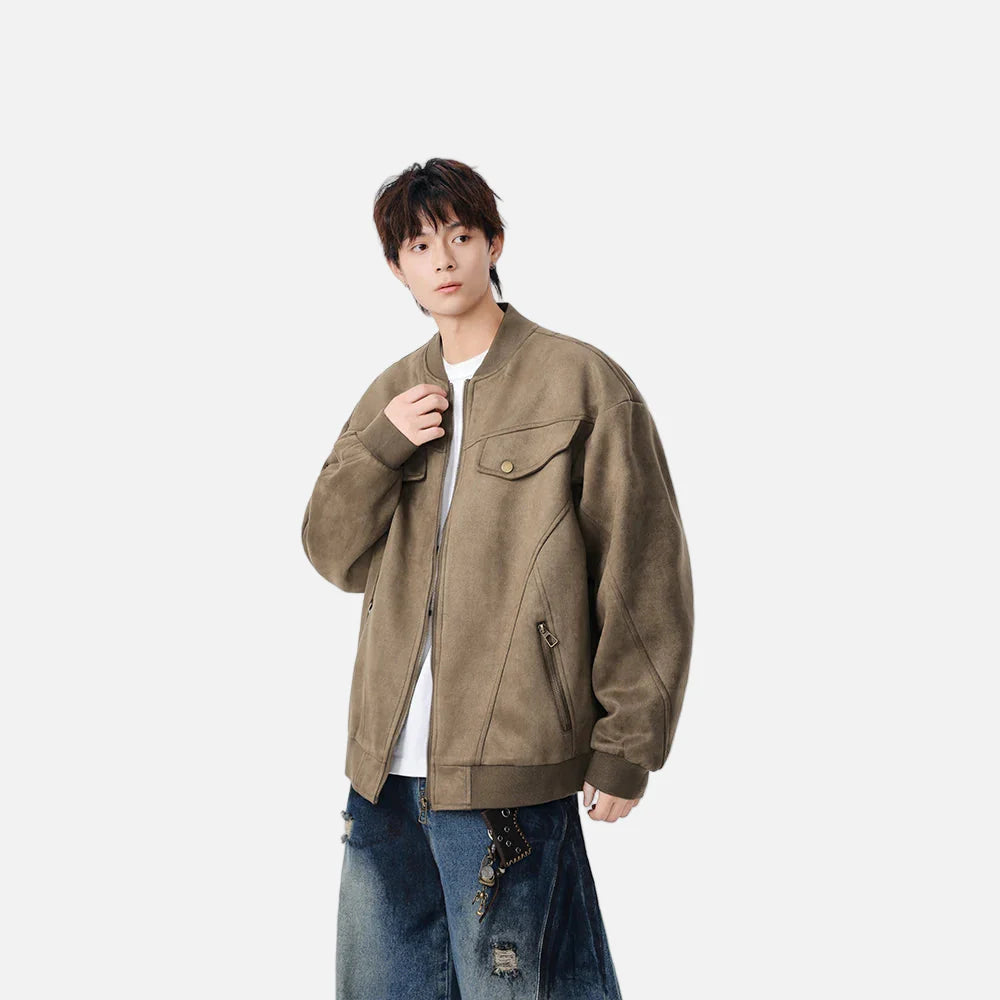 Lässige Jacke mit durchgehendem Reißverschluss und Used-Look-Muster