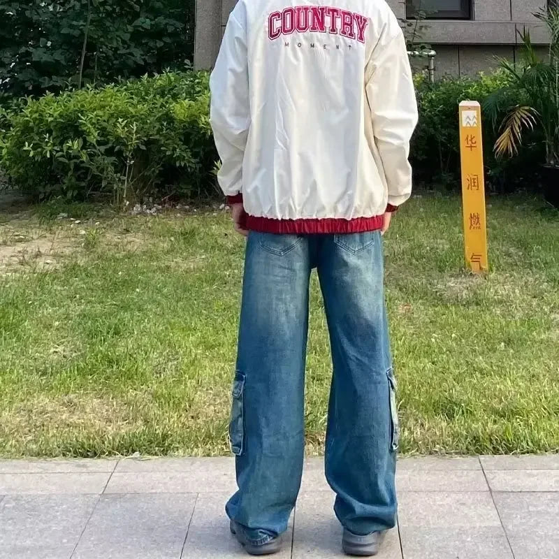Streetwear High Waist Cargo Utility Jeans