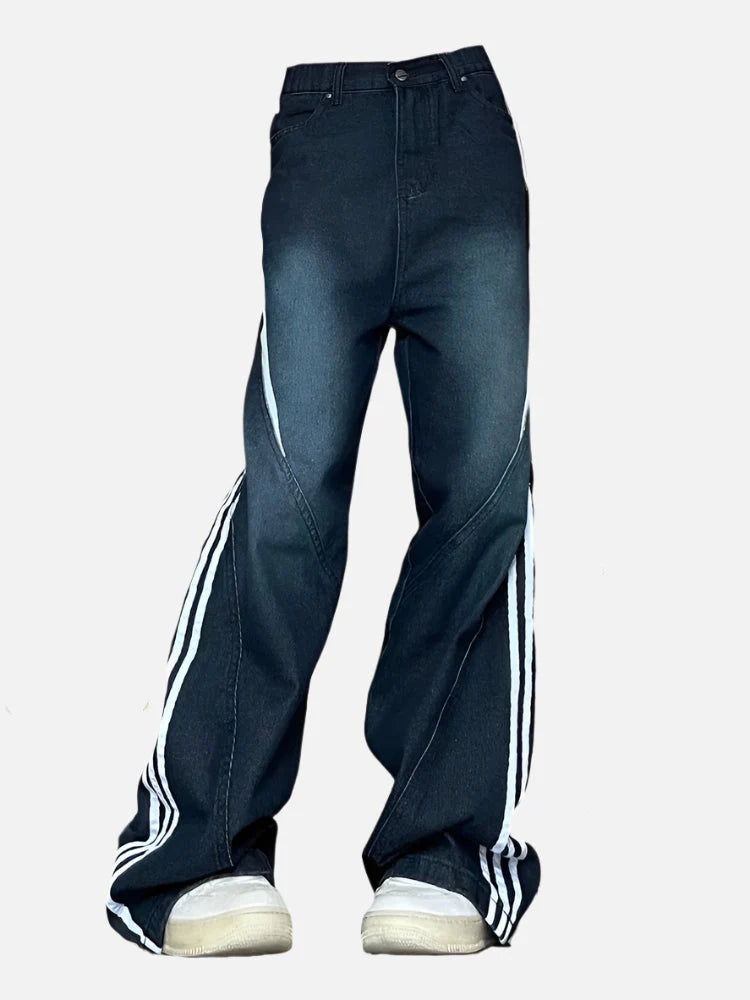 Vintage gestreifte Baggy-Jeans