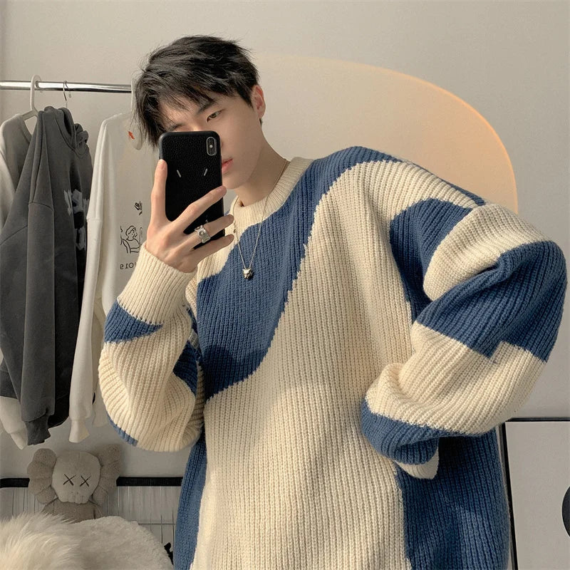 Vintage Colorblock Knit Pullover Knitwear Sweater