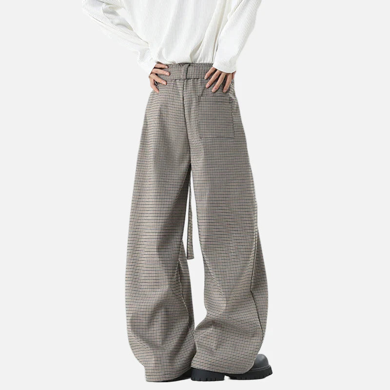 Pantalon de costume coréen haut de gamme avec ceinture plissée et ceinture intégrée