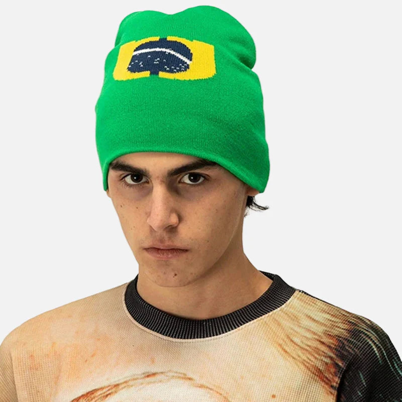 Bonnet d'hiver tricoté tendance pour les fans brésiliens