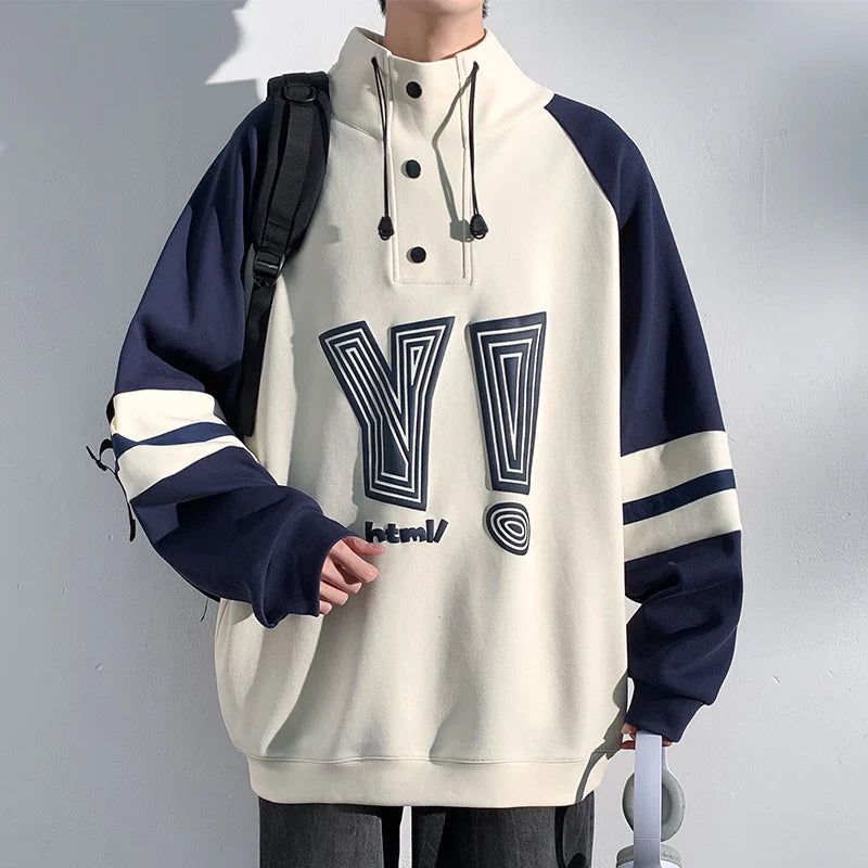 Pullover-Sweatshirt mit kontrastfarbenem Patchwork-Patchwork