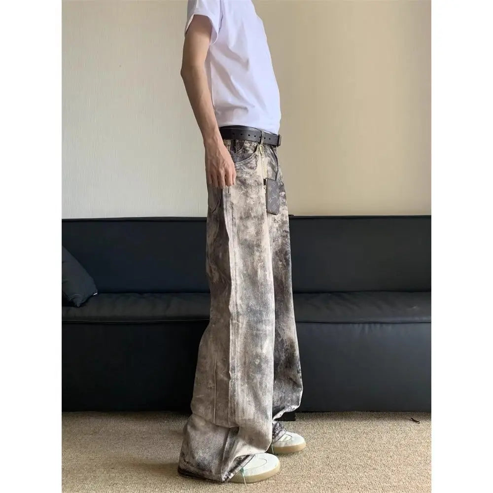 Fried Tie Dye Loose Straight Jeans