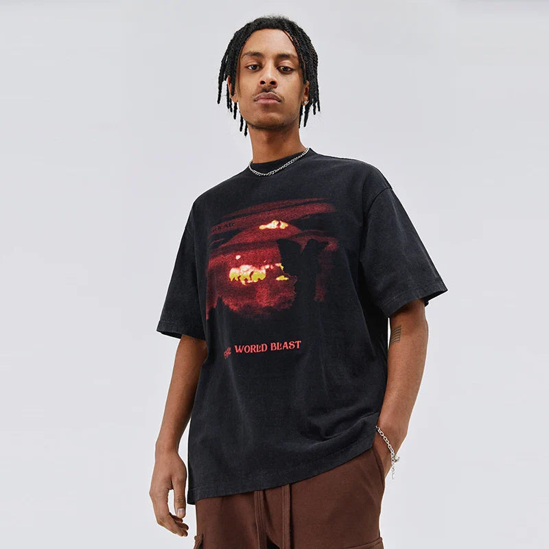 Hip-Hop-T-Shirt mit Kreuzbuchstaben-Grafik