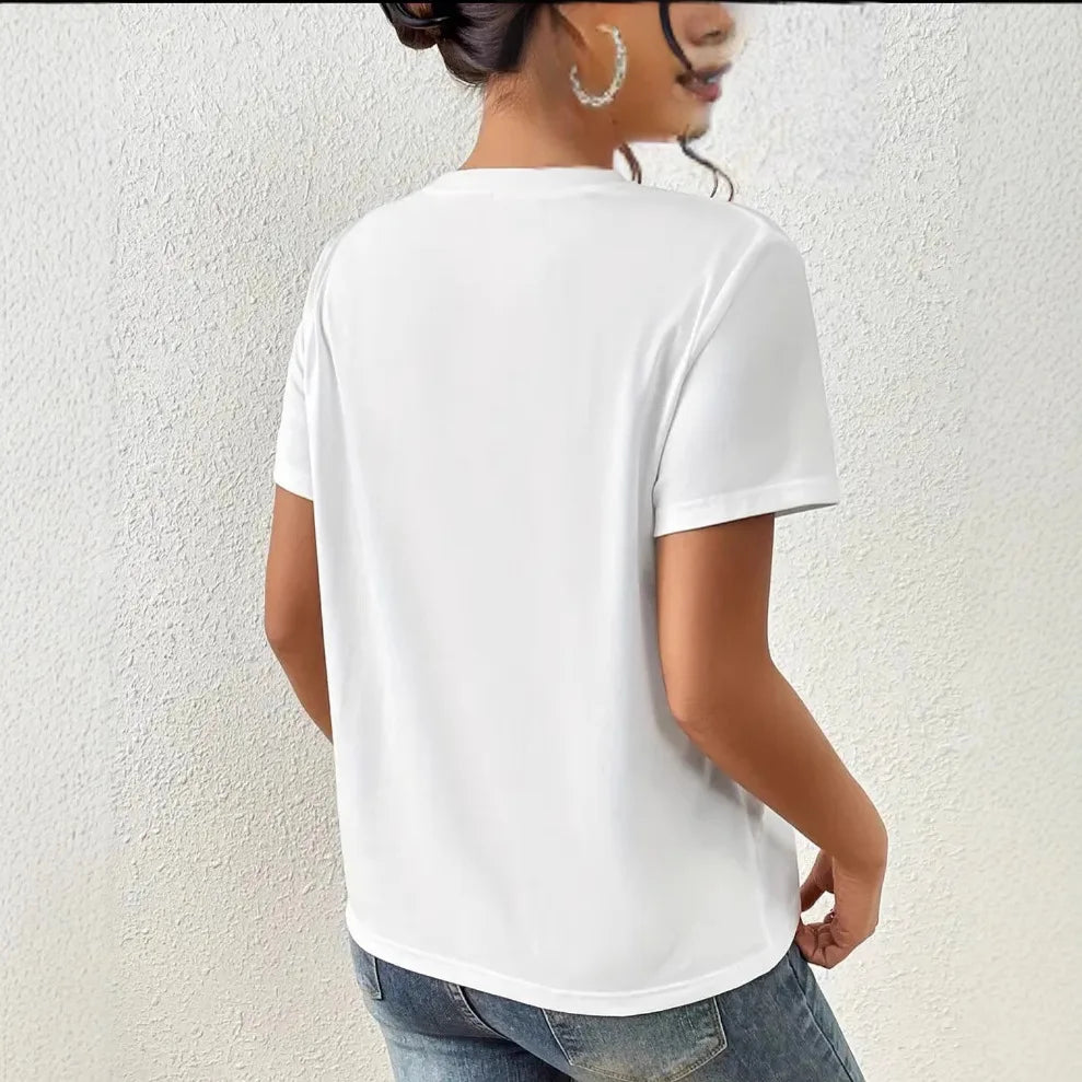 Weißes Freizeit-T-Shirt mit floralem Retro-Print für Damen