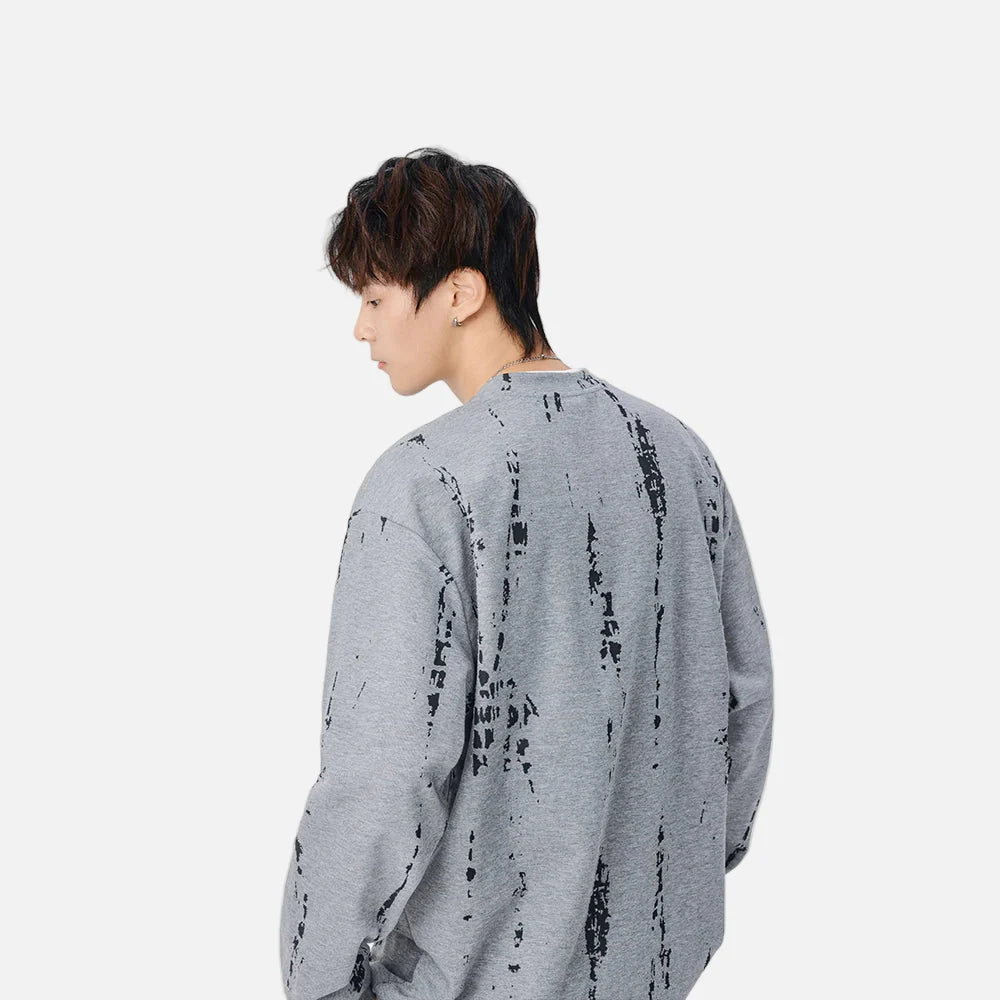 Gemütliches Sweatshirt mit Used-Look und Batikmuster, Rundhalsausschnitt