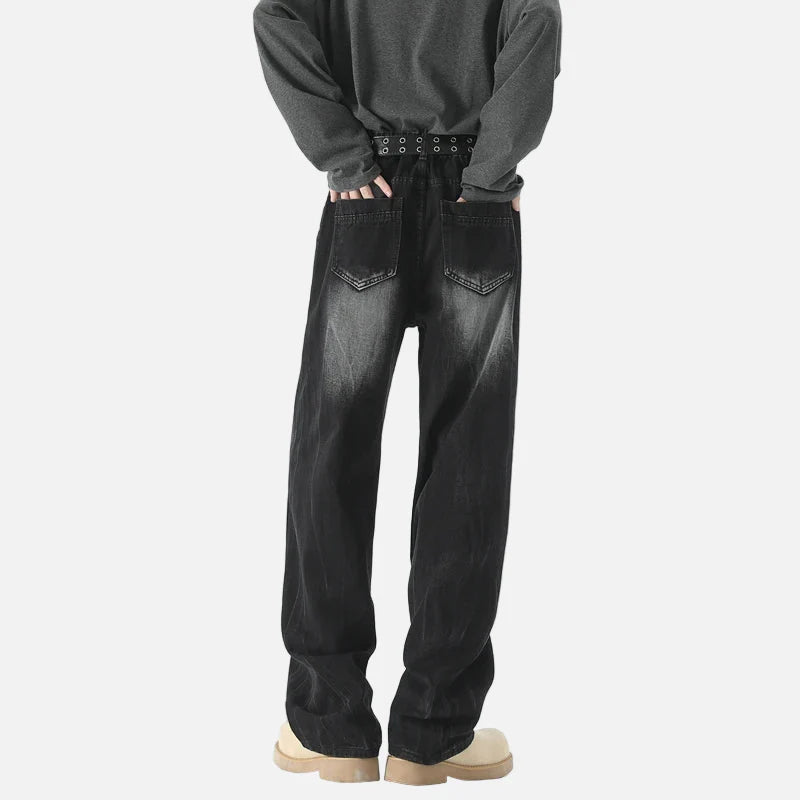 Streetwear Schwarze gewaschene Baggy-Jeans