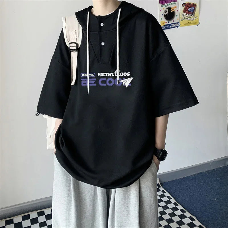 Cooles, trendiges Oversize-Hip-Hop-Kapuzen-T-Shirt