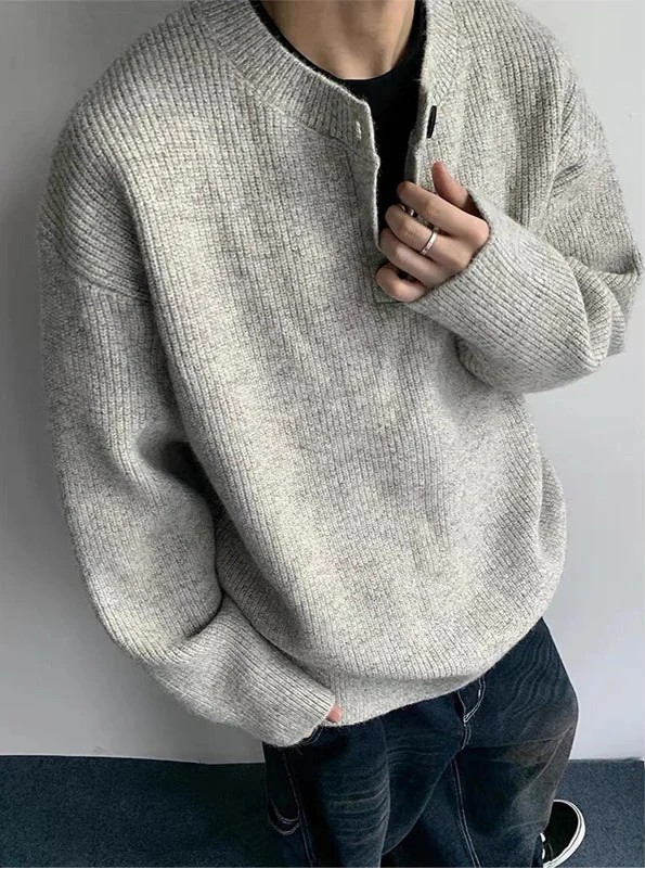 Pull en maille à manches longues décontracté et luxueux à boutons en peluche