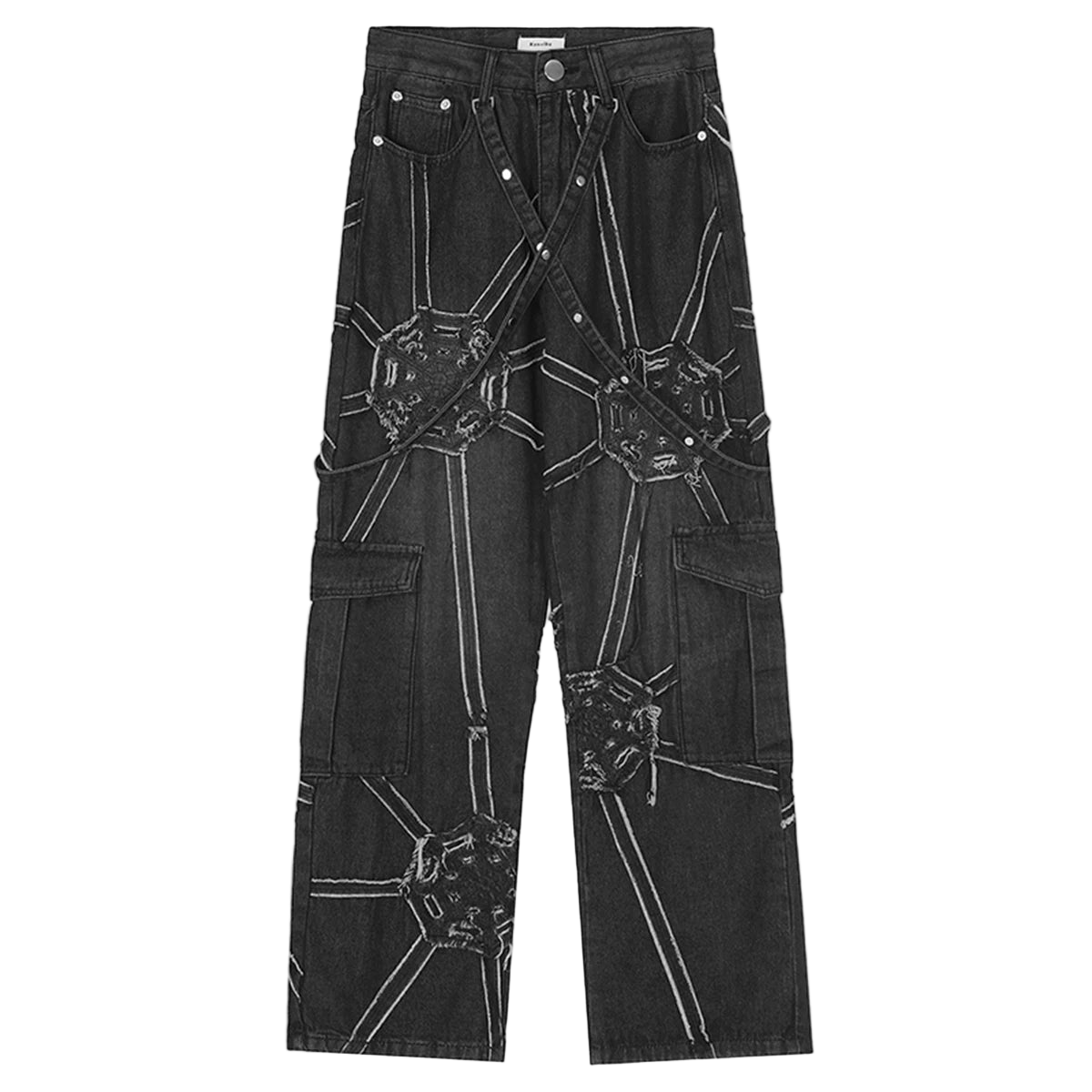 Spliced Streetwear Denim Cargo Pants