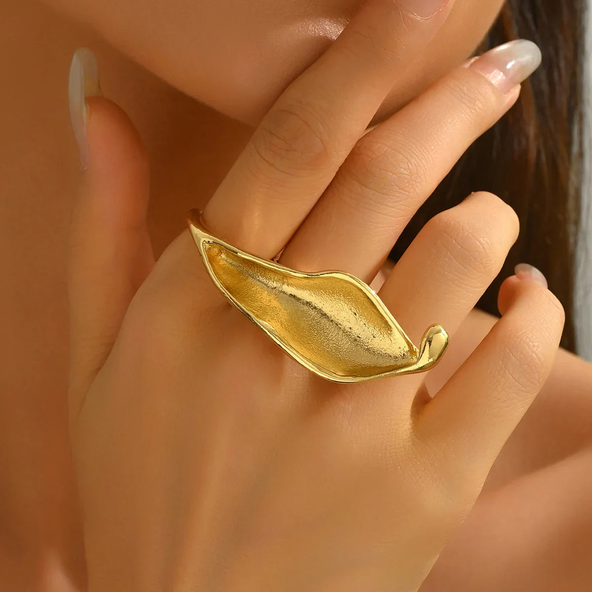 Artistic Gold Calla Lily Statement Ring
