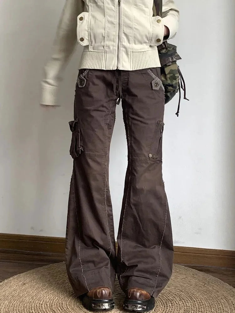Jean cargo marron slim évasé