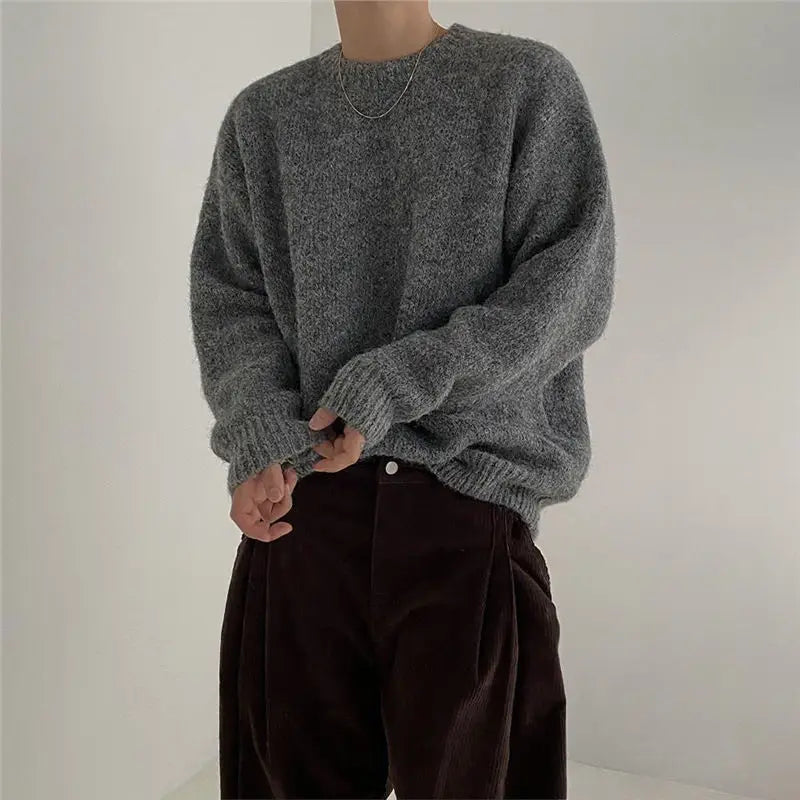 Trendiger, lockerer Wollpullover im koreanischen Stil