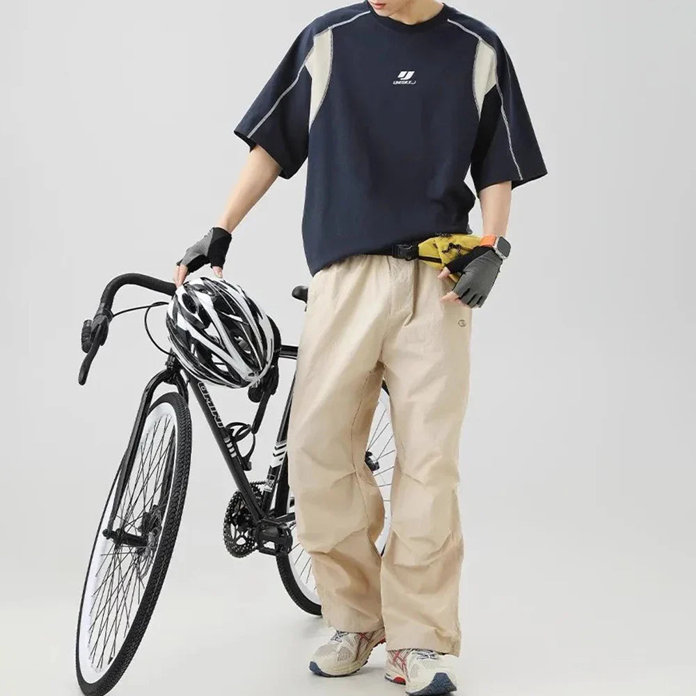 Breathable Contrast Embroidery Short Sleeve T-Shirt