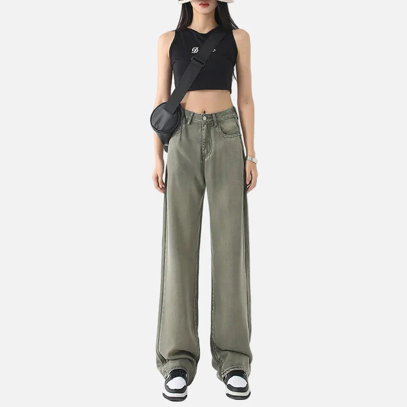 Flexible Slim High Waisted Wide Leg Jeans