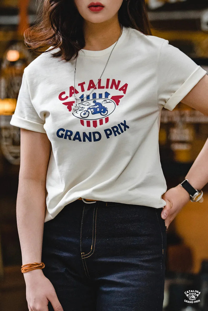 Lässiges Baumwoll-T-Shirt mit Vintage-Buchstabenprint