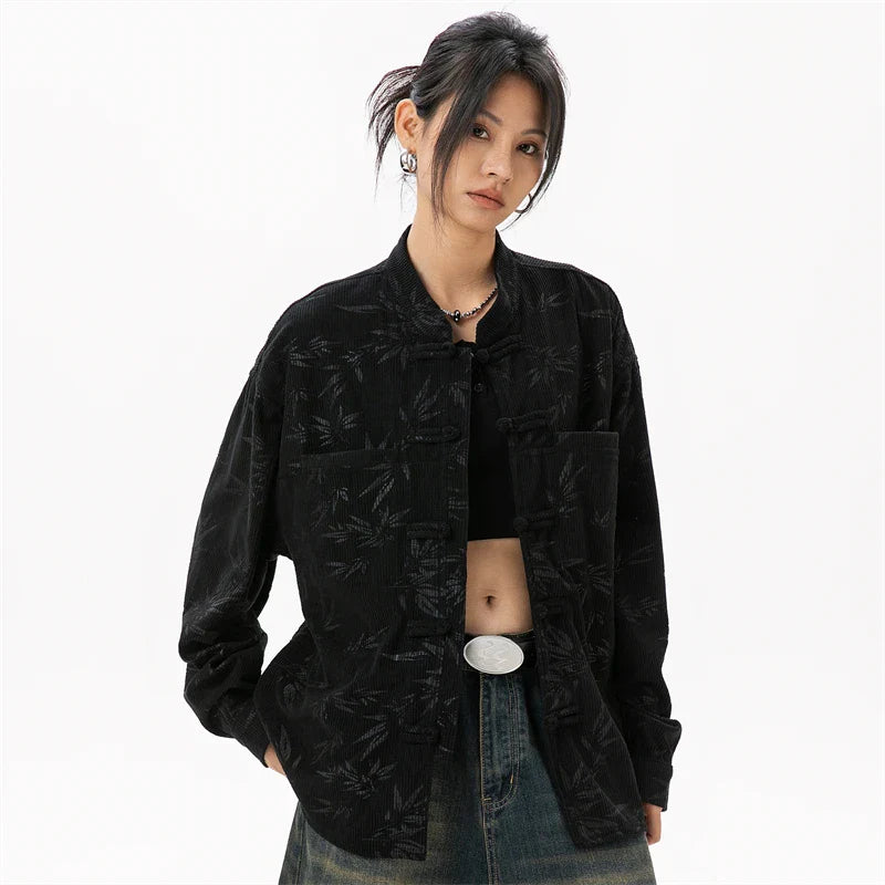 Chemise longue imprimée de luxe style chinois