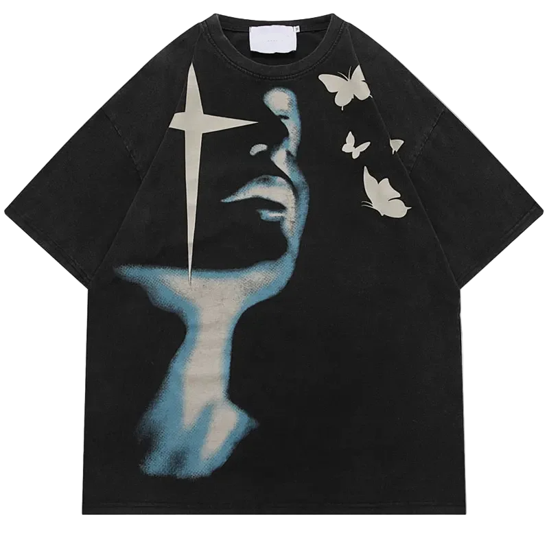Vintage Butterfly Shadow Streetwear Tee