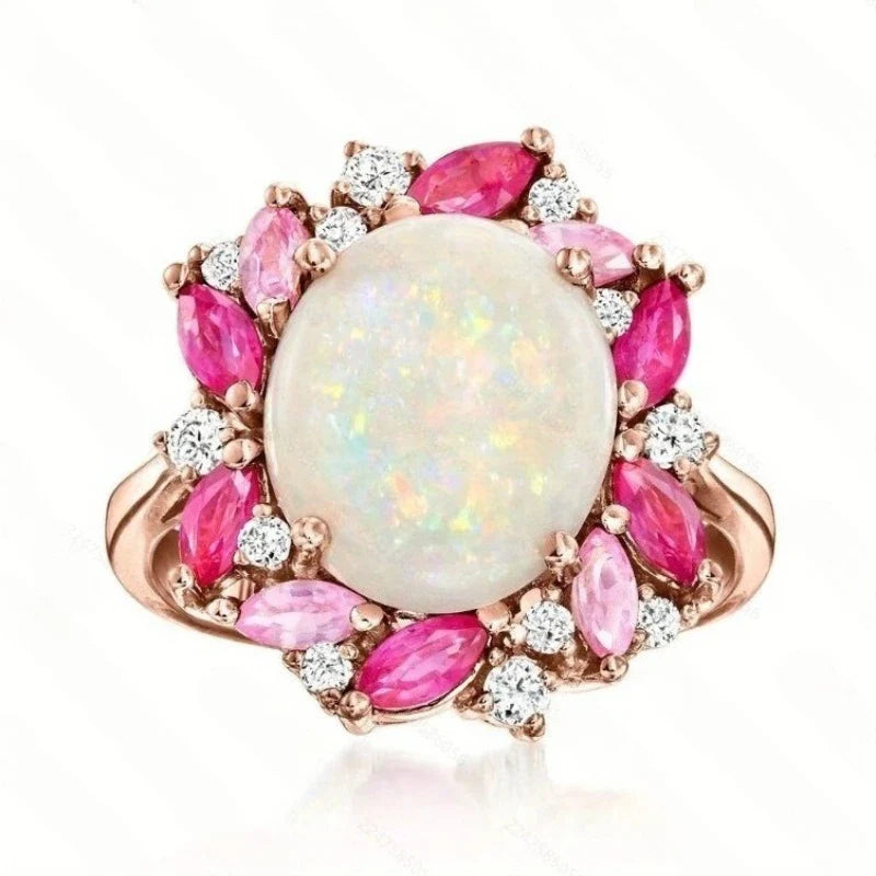 Zarter rosa Zirkonia-Blumenring