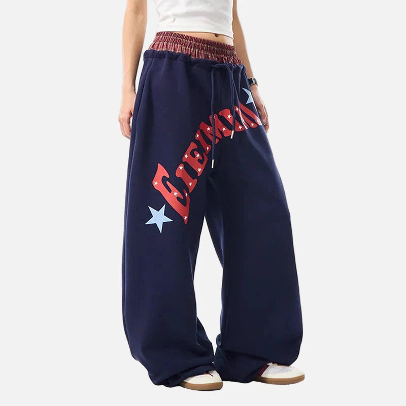 Stretch-Jogginghose mit Y2K-Übergröße und Buchstabenprint