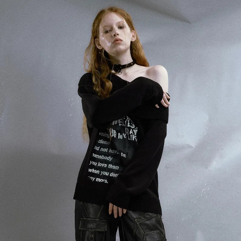 Pull à épaules dénudées style grunge vintage