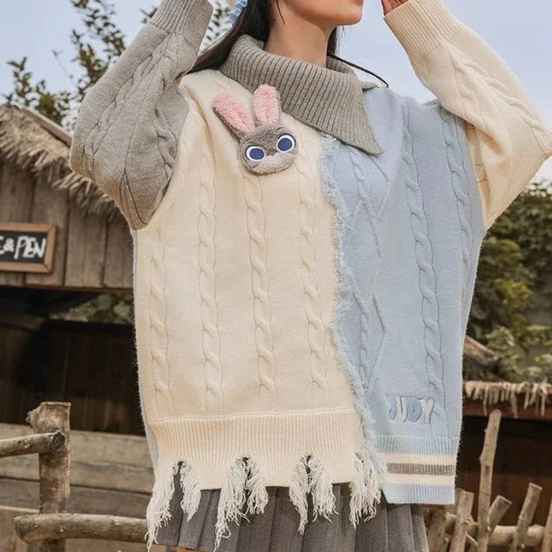 Damen Kuscheliger Strickpullover mit halbhohem Schaft