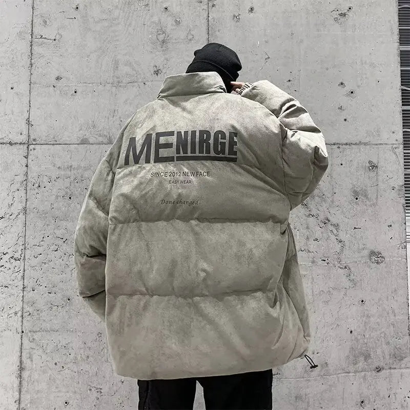 Parka oversize rétro en daim, doudoune