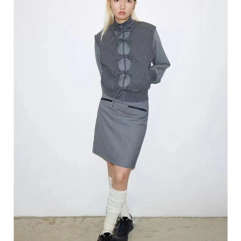 Koreanische Vintage Grunge Schleifenjacke