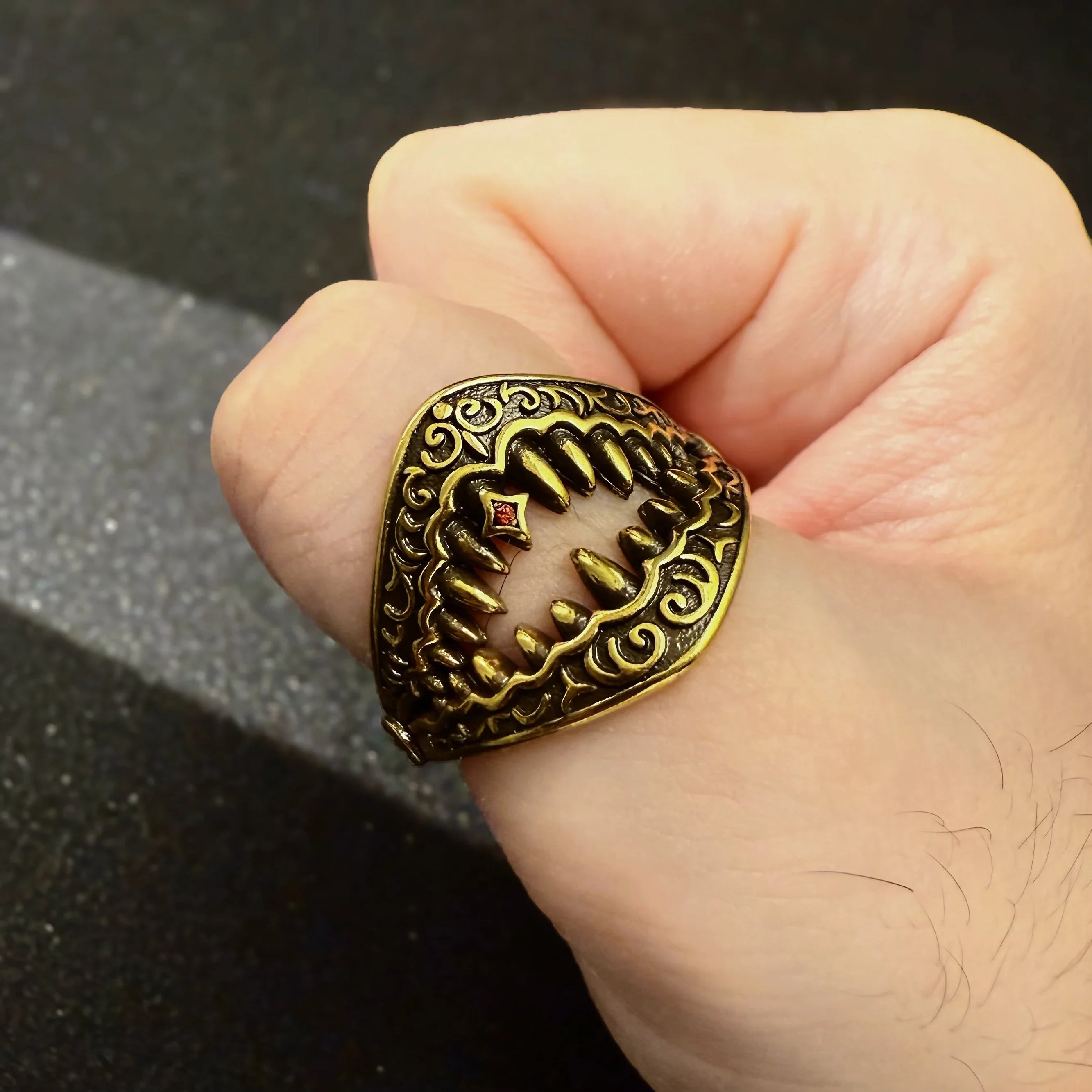 Bague ouverte ajustable rétro couleur or