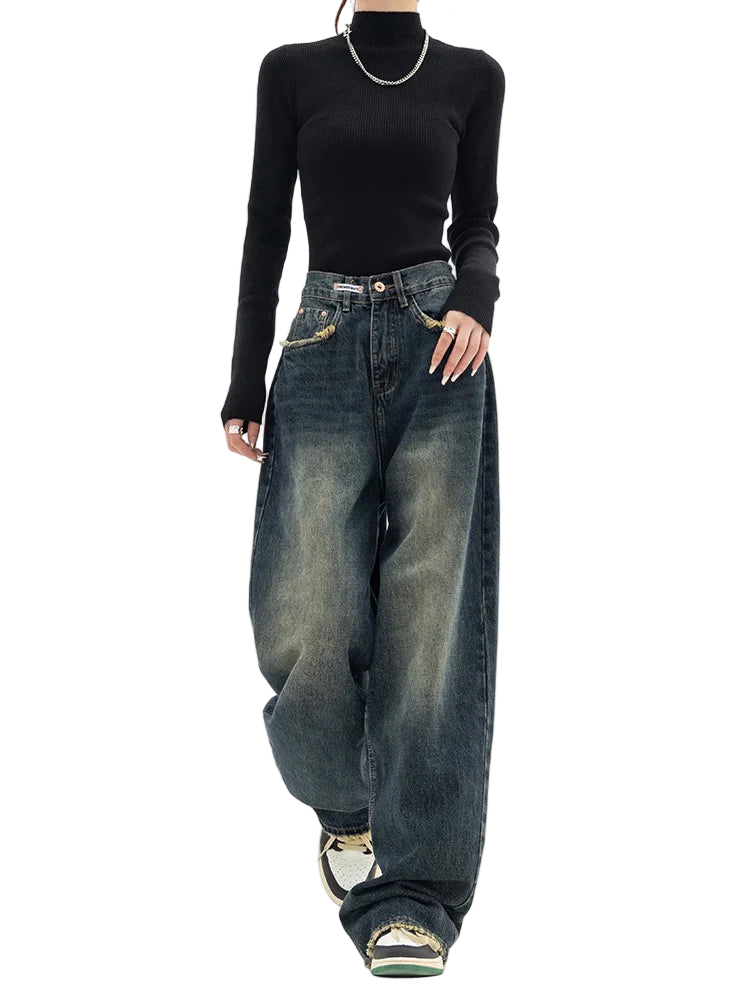 High-Waist Wide-Leg Vintage Jeans