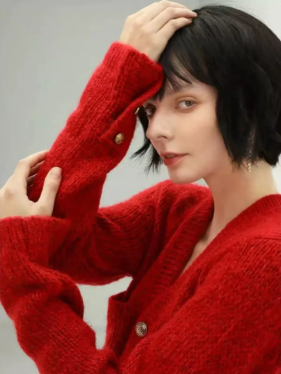 Elegante, luxuriöse französische Strickjacke