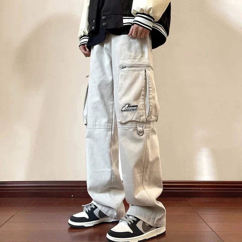 Streetwear Casual Unifarbene Weite Bein Baggy Hose