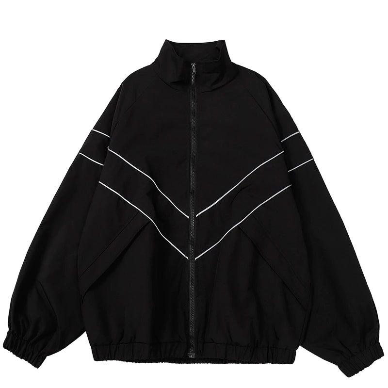 Striped Reflective V Windbreaker Jacket
