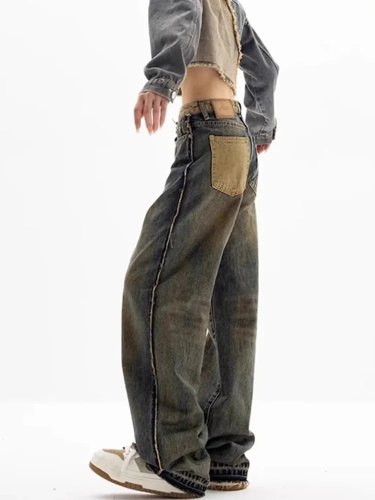 Vintage Casual Basic High Waist Wide Leg Jeans