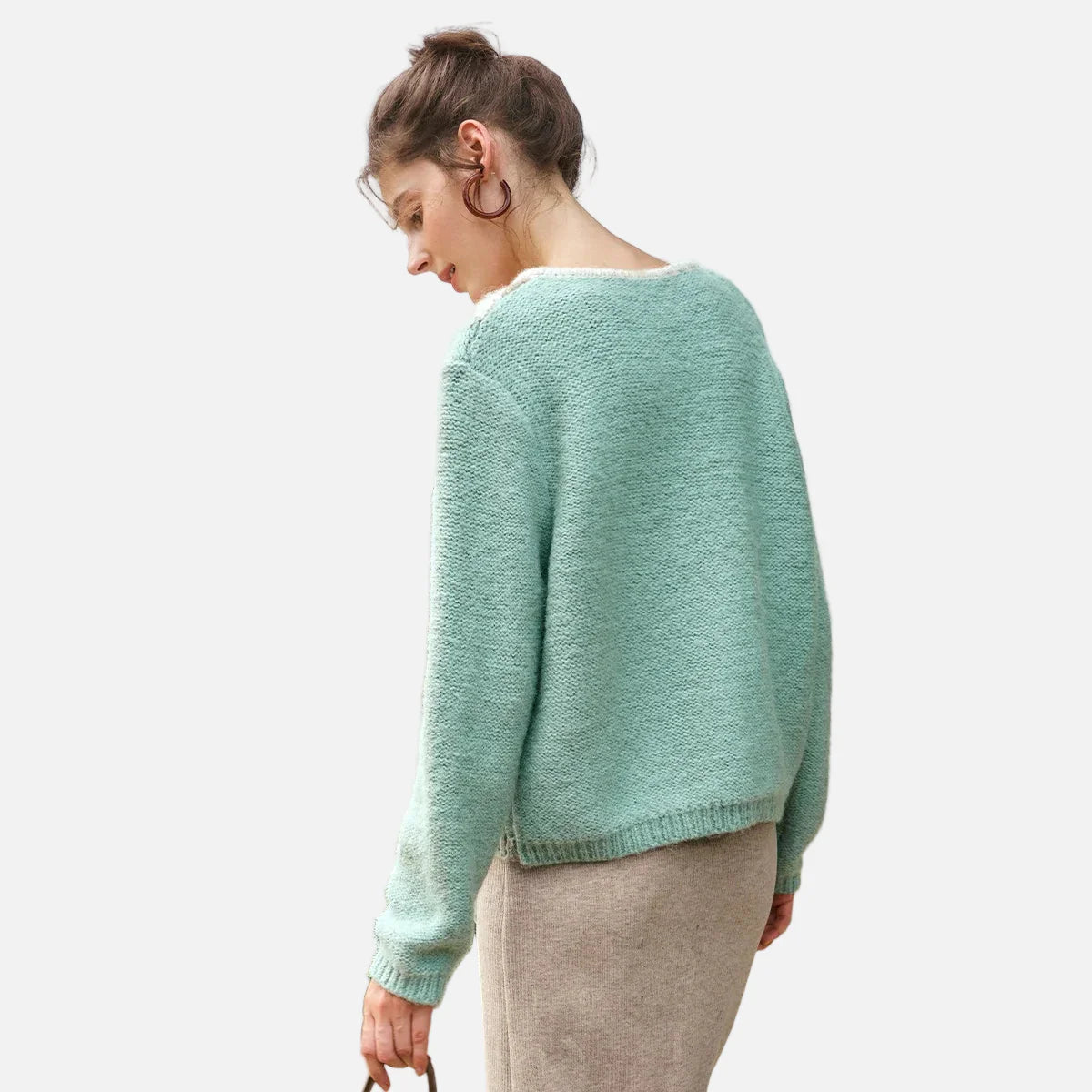 Geometric Knit Hip Hop Crewneck Cardigan