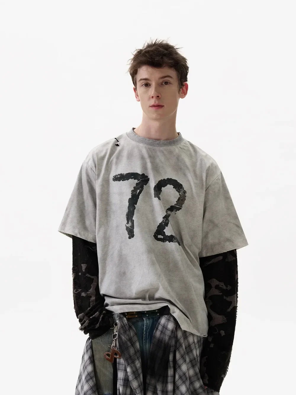 Wasteland Camouflage Long-Sleeved Splicing T-Shirt
