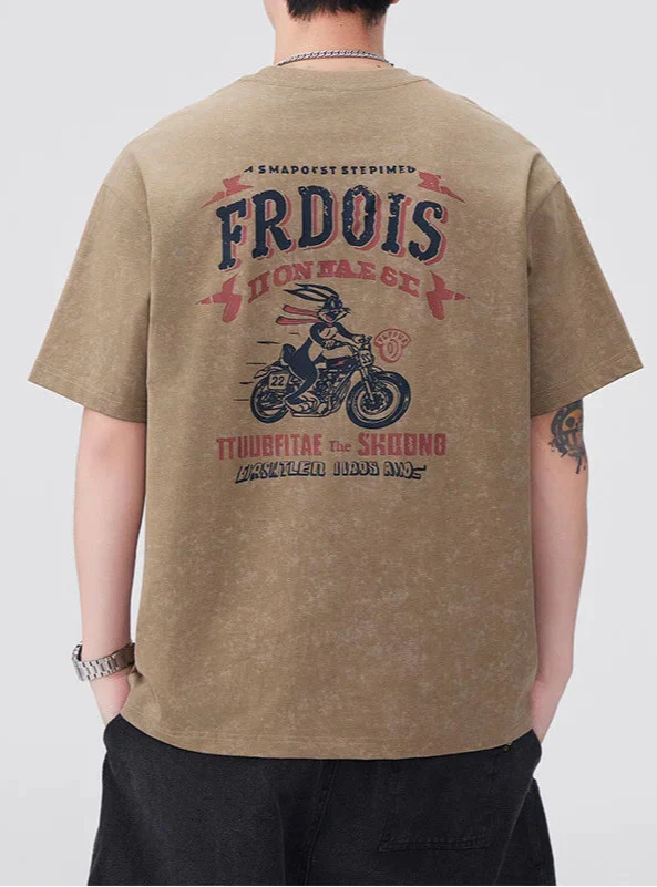 Lässiges Retro-T-Shirt mit kurzen Ärmeln aus Baumwolle