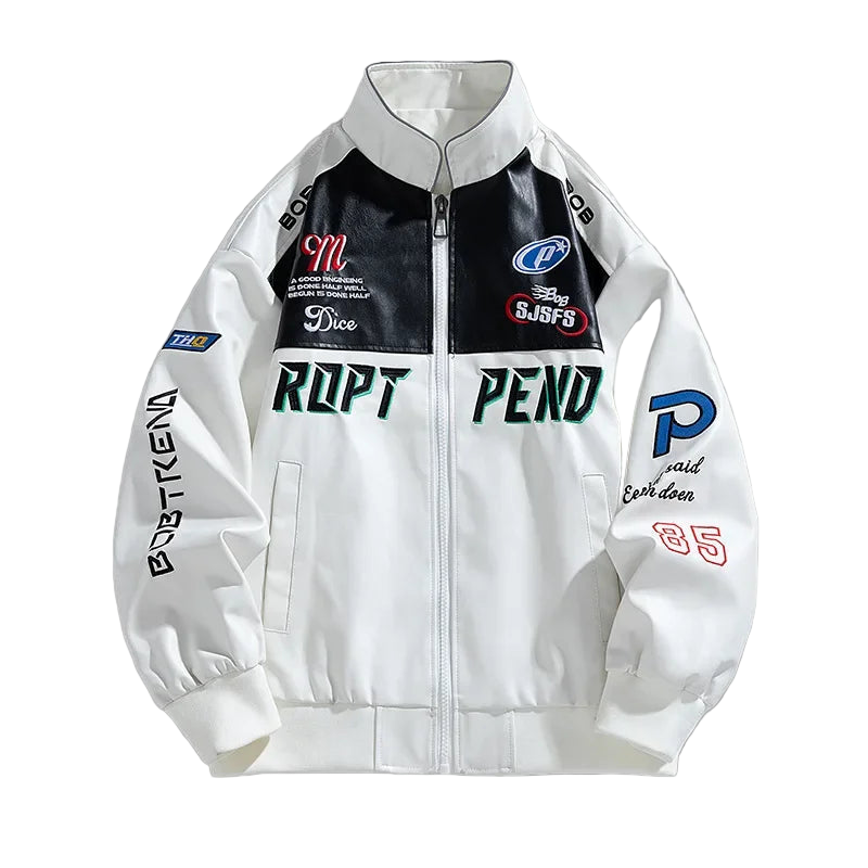 Racing Suit Style Leather Jacket