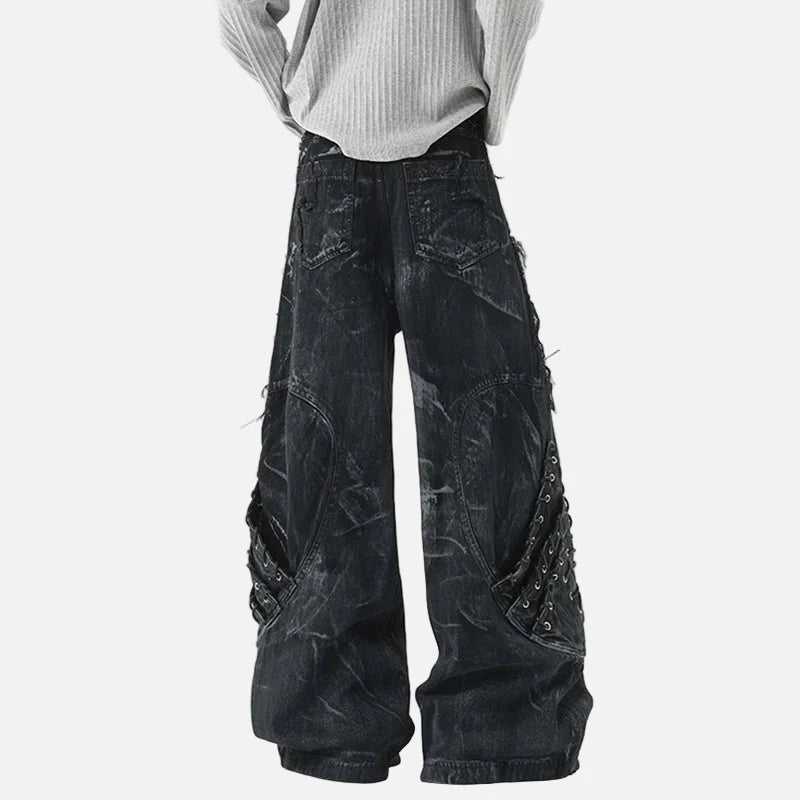 Jeans en denim brut délavé et teint, style streetwear