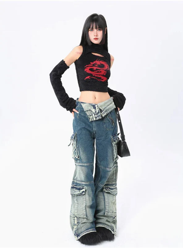 Y2K Damen Baggy Cargo Jeans