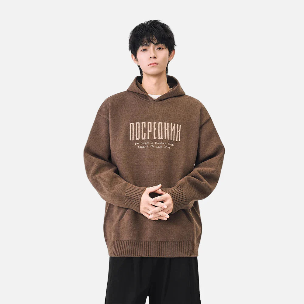 Pull à capuche kangourou confortable à imprimé lettres pour l'hiver